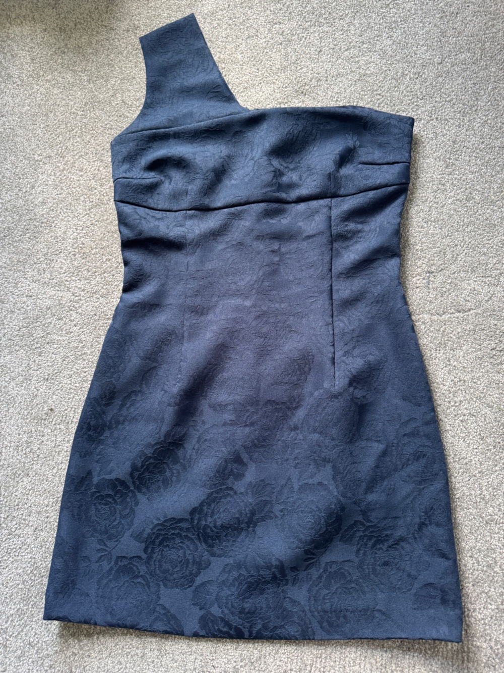 Vintage Fendissime Cocktail One-Shoulder Jacquard Mini Dress in Navy